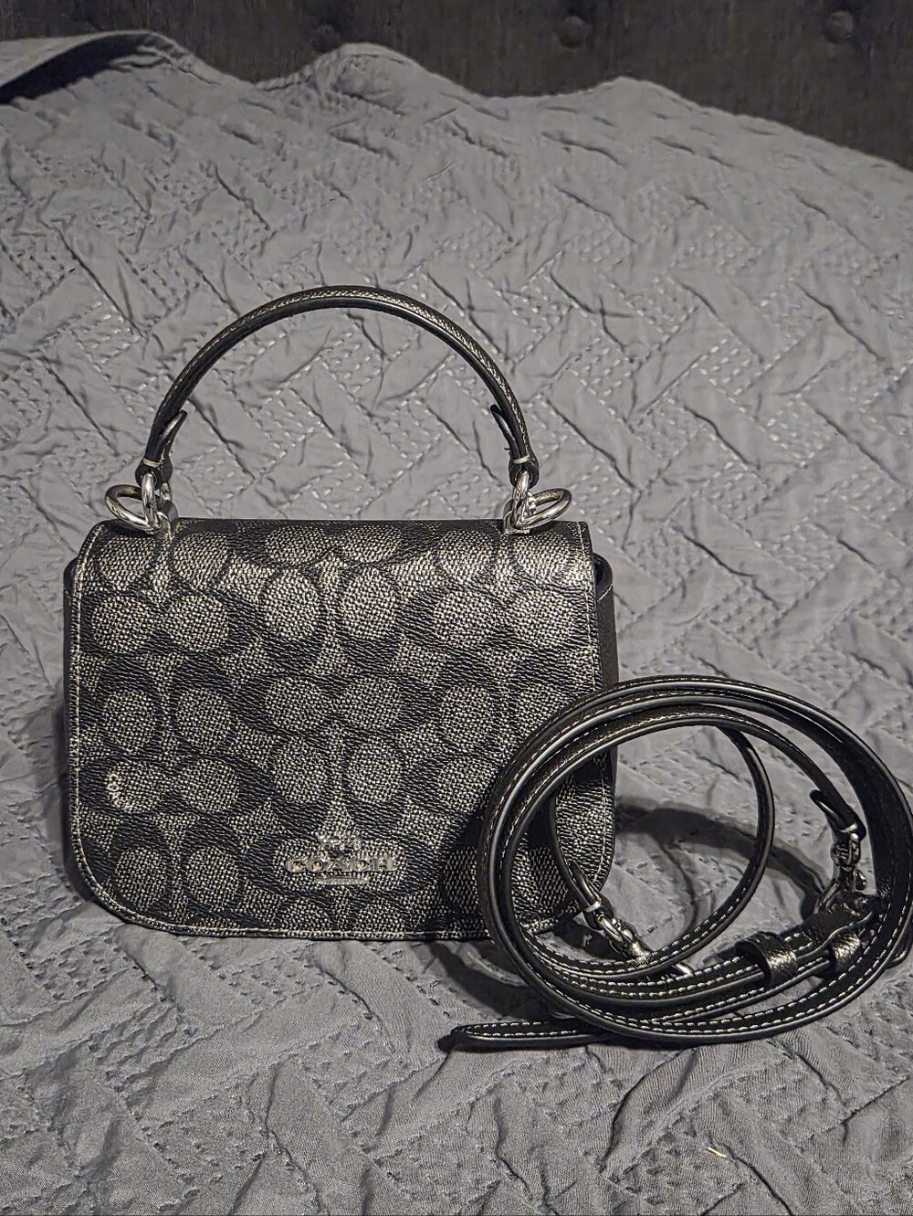 Coach Black Signature Mini Top-Handle Crossbody